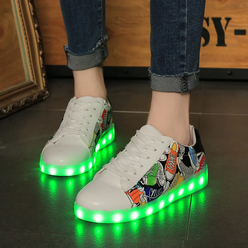 35-45 USB зарядка Tenis Feminino Basket Led Light Up кроссовки дети мальчик девочка светящиеся