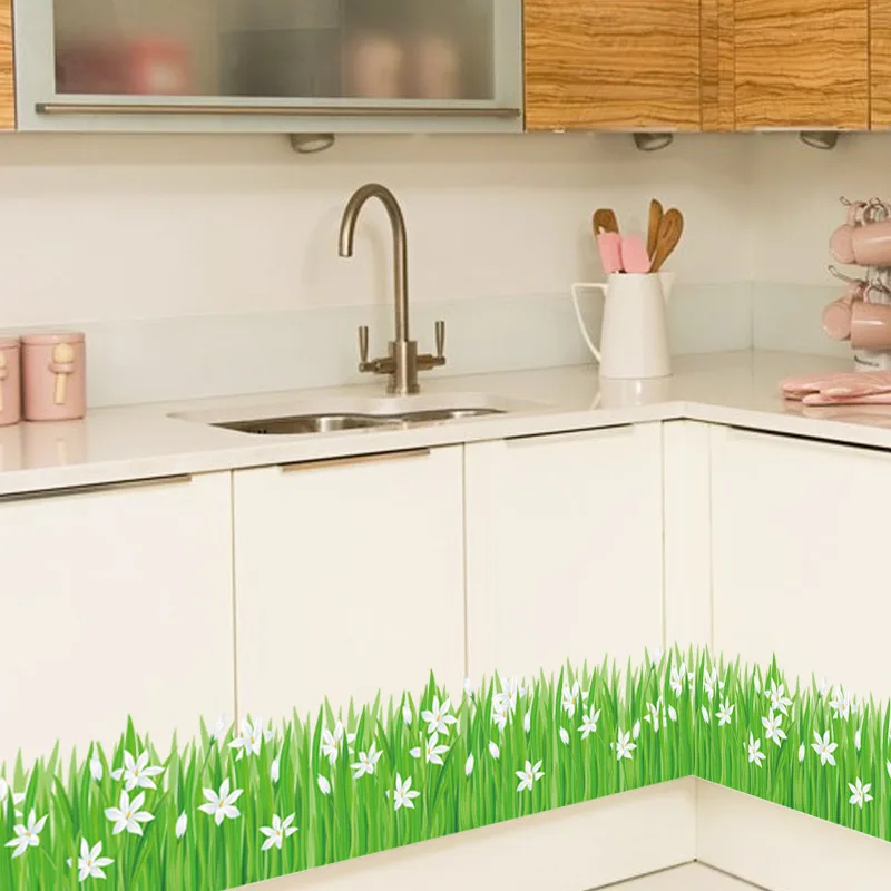 Small lily grass kick line bathroom kitchen door and window wall paste PVC removable | Дом и сад
