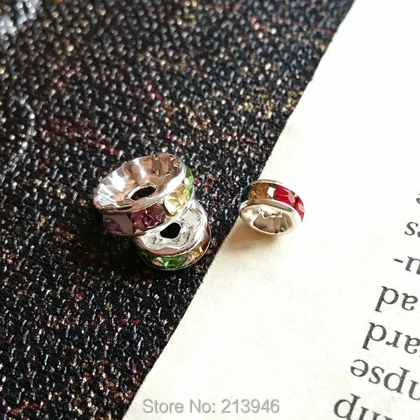 

Flat side (6/8/10mm) 200Pcs/pack Multi Glass Crystal & Silver Alloy Jewelry Spacer Beads Jewelry Findings & Fittings