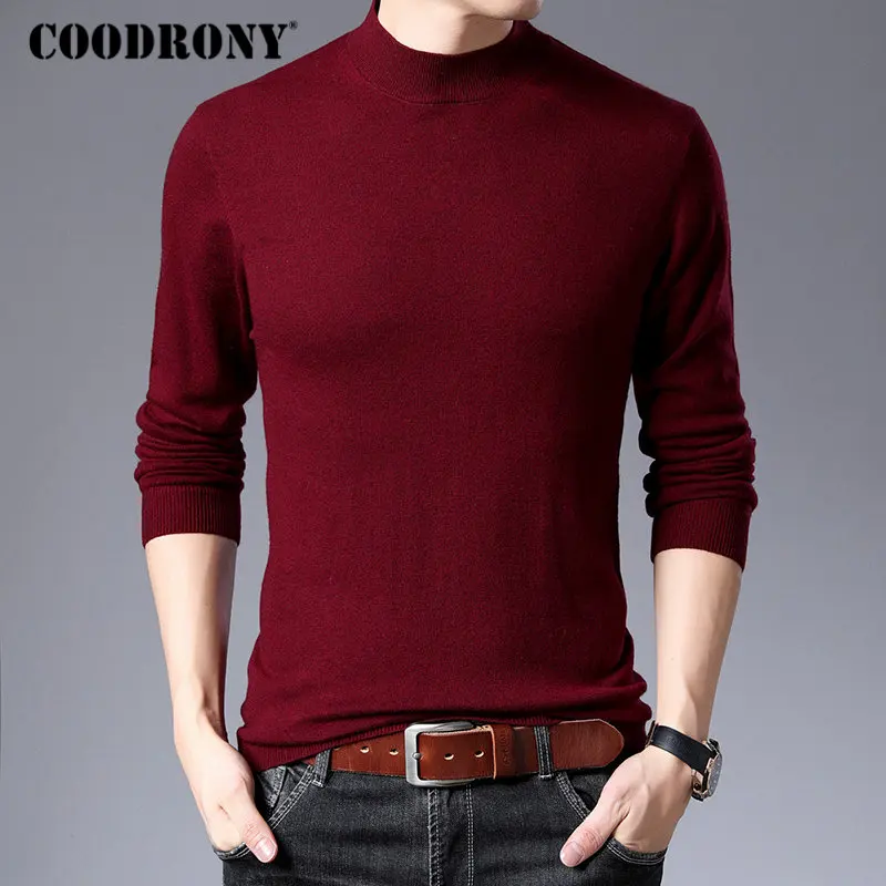 COODRONY Brand Sweater Men Casual Turtleneck Pull Homme Merino Wool Sweaters Autumn Winter Soft Warm Cashmere Pullover Men 93011