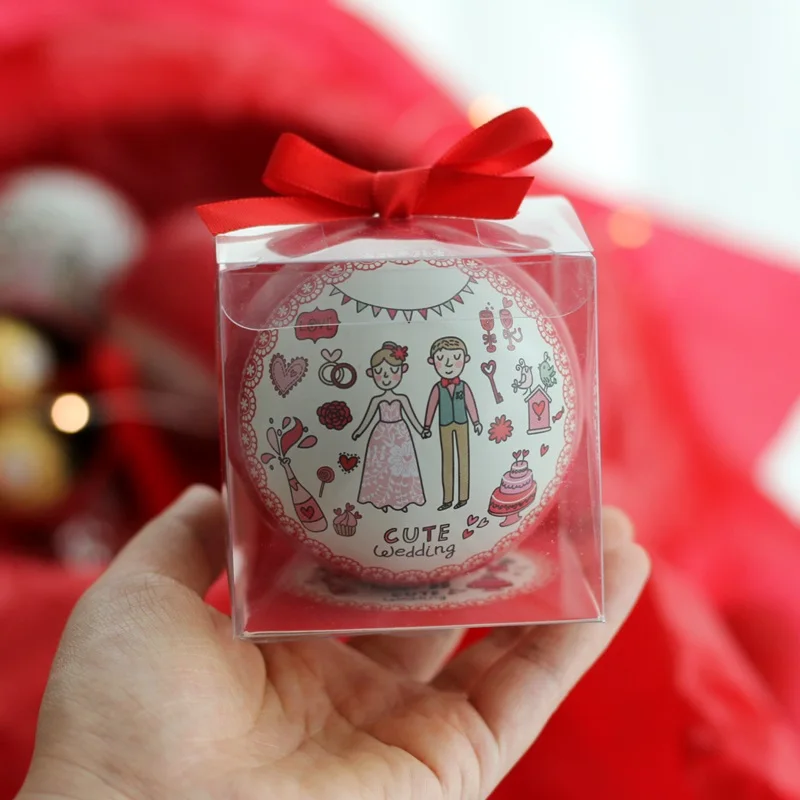 

1Pcs Red Festive Small Round Box Spherical Elf Ball Wedding Candy Jewelry Storage Tin Box Christmas For Children Candy Box Gift