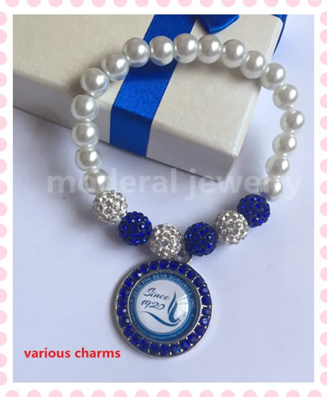 Новый браслет zeta phi beta с жемчужным стеклом эластичная маска ZBPHI dove прямая