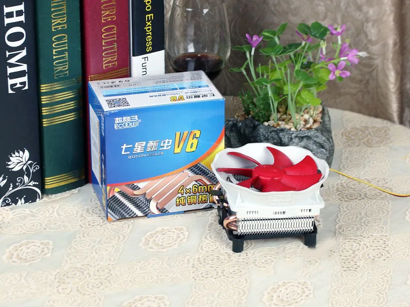 Pccooler V6 Процессор Кулер 4 Медь теплопроводов холодильник для AMD Intel 775 1150 1151 1155 1156 вентилятор для ПК Процессор радиатора 120 мм 4pin охлаждения тихий