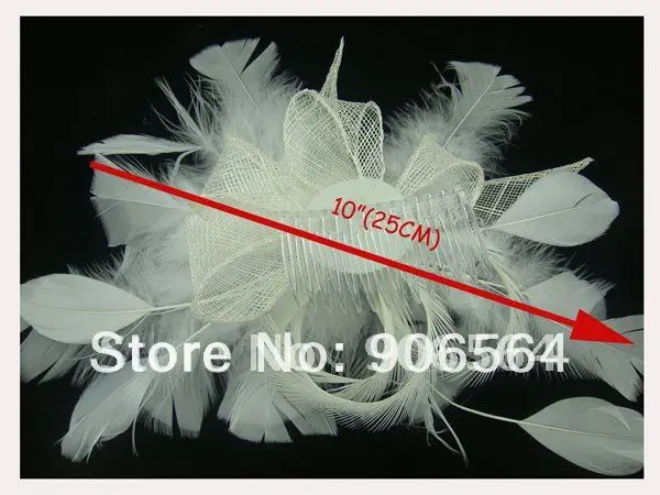 

Charmming White Hair Combs Fascinator Hats Feather Wedding Hair Accessories Red Party Hats Millinery Headwear Multicolors MSF065