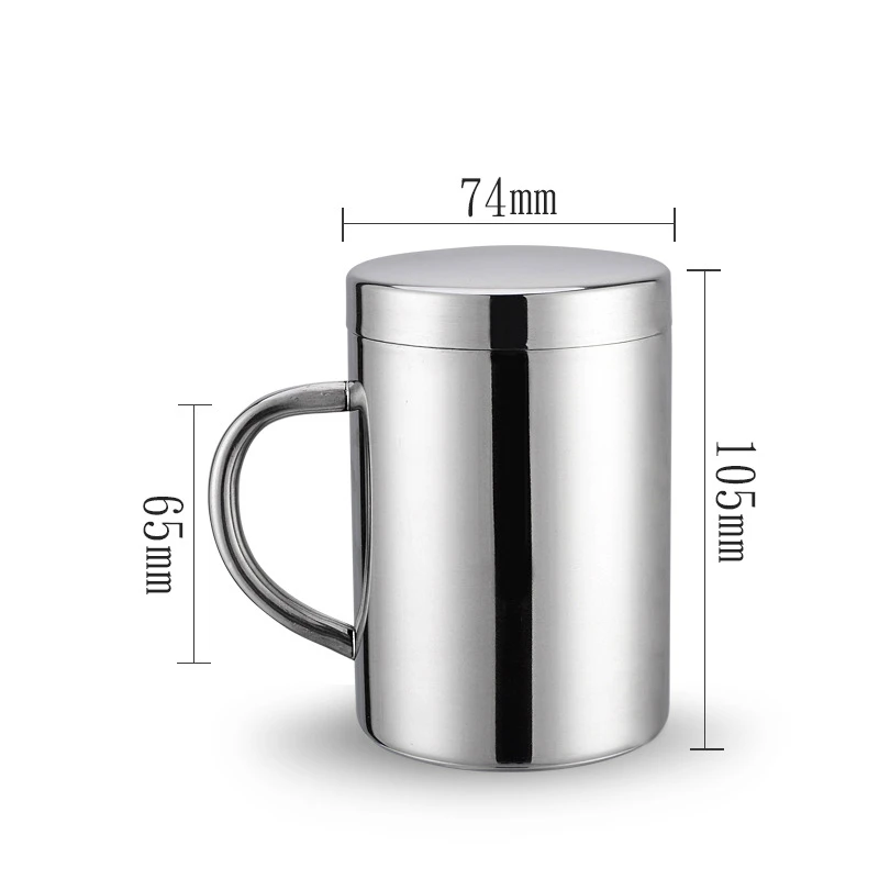 M-silver with Lid Кружка для кофе с двойными стенками из нержавеющей стали для путешествий, небьющаяся чашка для детей, термоизоляционный стакан, молочные чашки, чайные кружки с крышкой - Цвет: M-silver with Lid