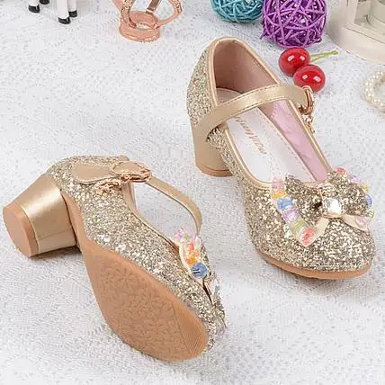 

qloblo Enfants Baby Children's Sequins Princess Shoes Kids High Heels Dress Party Shoes Girls Wedding Shoes for Girls 26-37