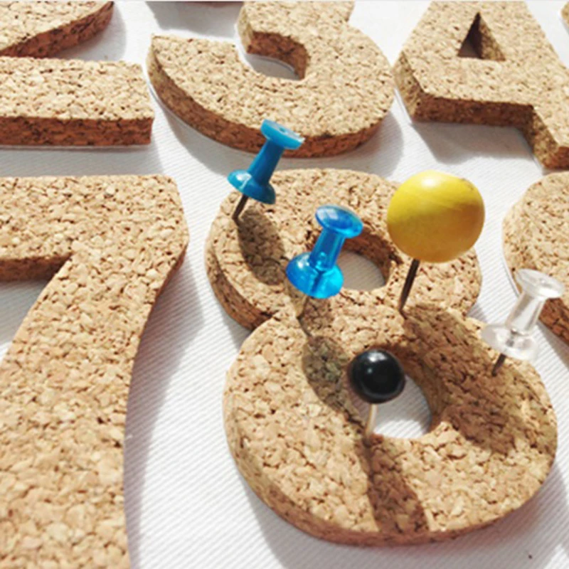 DIY Cork Wood 10 Number Sticker Set Self-stick Phellem Wall Wooden Color Message Board White 0-9 | Канцтовары для офиса и дома