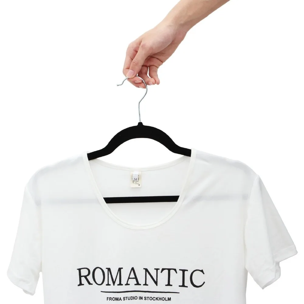 Высококачественные компактные бархатные вешалки с хромированными крючками