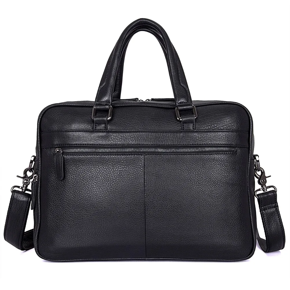 Мужской черный портфель из натуральной кожи J. M.d 100%|leather laptop bag|black briefcasegenuine leather bag |