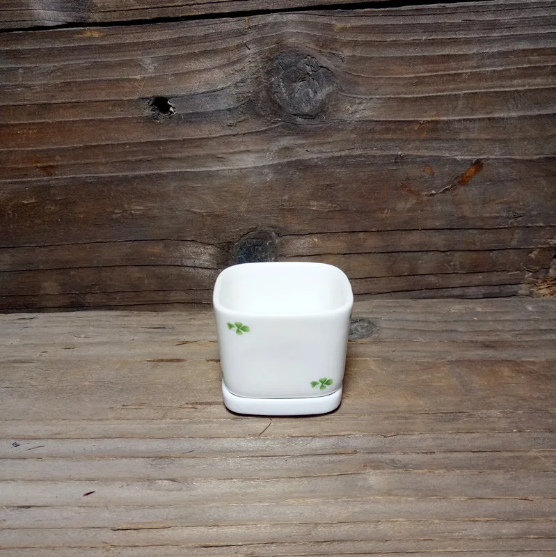 1 шт. Геометрическая белая керамическая квадратная плантатор бонсай маленькие