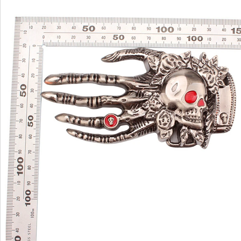 Ремень в стиле панк металлический декоративный пояс хип-хоп с пряжкой-черепом