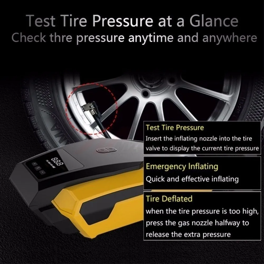 Электрический воздушный насос с цифровым дисплеем для мотоцикла автомобиля шин