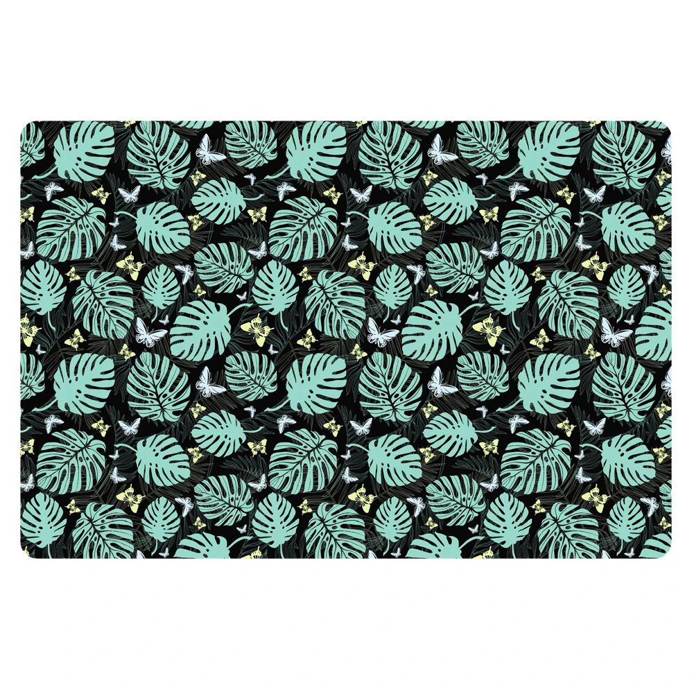 Противоскользящий коврик для входной двери с тропическим принтом монстера