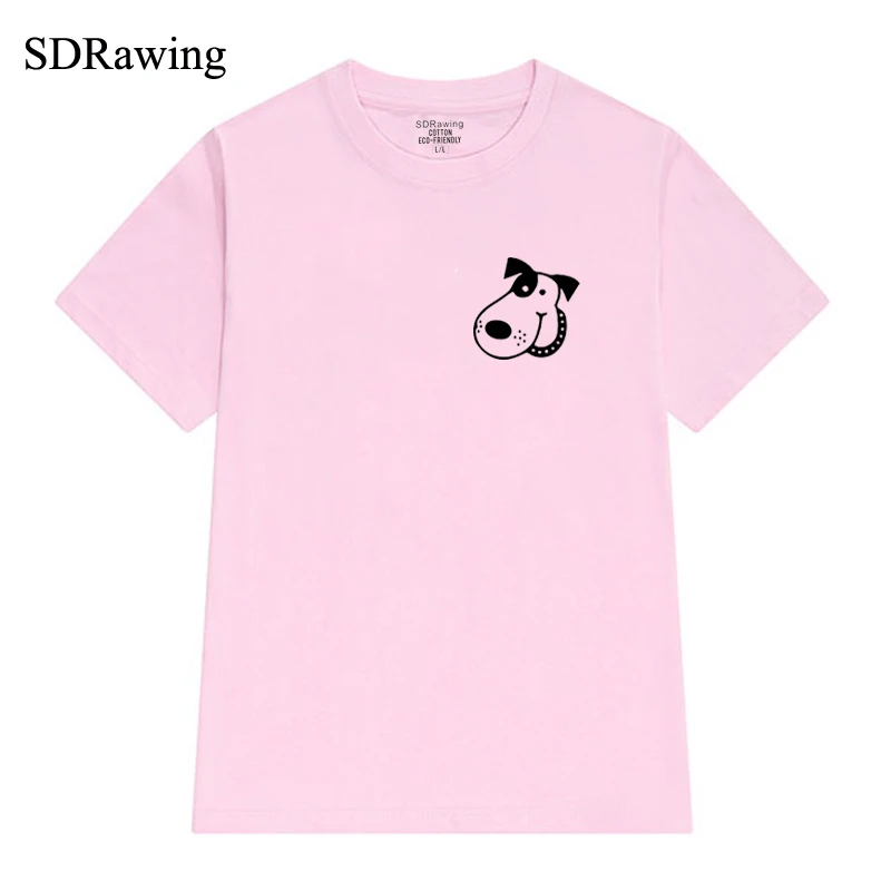 Funny Dog Pocket print cotton t shirt for women dog lover Graphic Tees Hipster Tumblr tops drop ship | Женская одежда