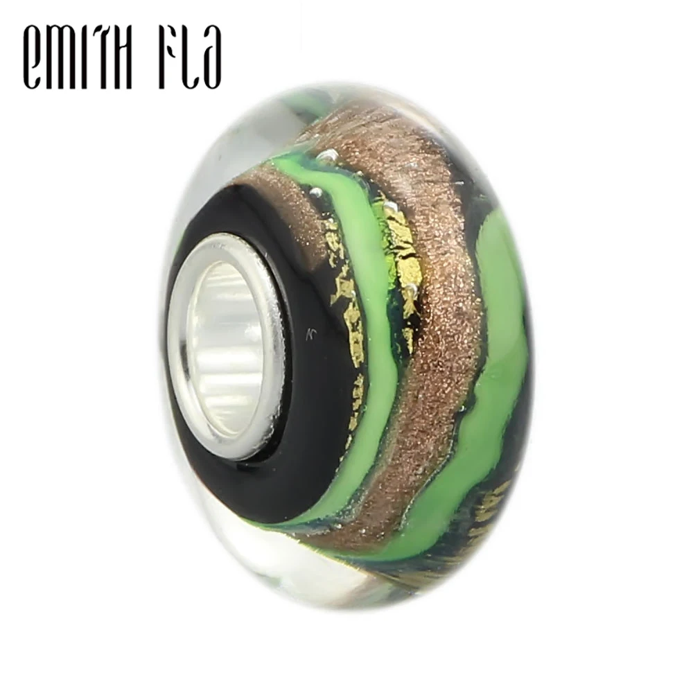 Бусина из муранского стекла Emith Fla 100% реальной искусственной серебряной и золотой