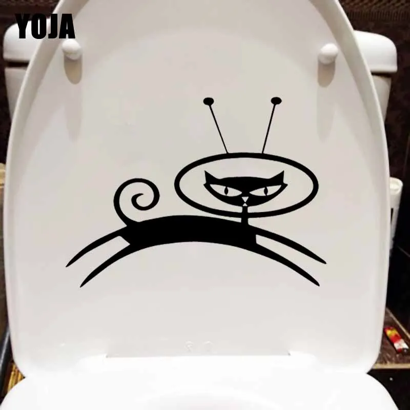 YOJA 24.2X17.9CM WC Туалет Стикеры мультфильм пространство кошка наклейка на стену
