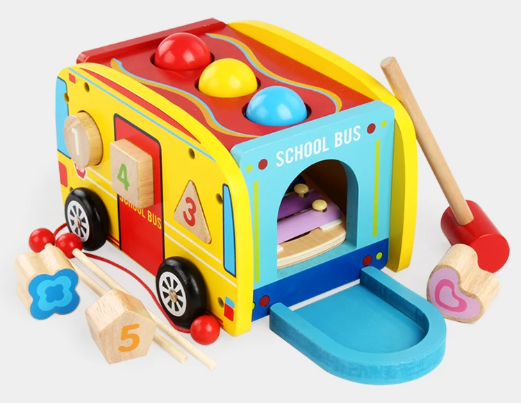 Деревянная игрушка, классические игрушки, шумовой маркер, музыкальная комбинированная игрушка, школьный автобус, настольная игра, подарки для детей