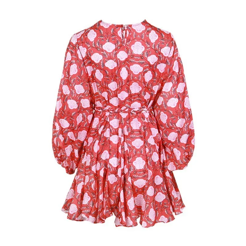 Платье с принтом TWOTWINSTYLE повседневное мини-платье длинным рукавом и высокой