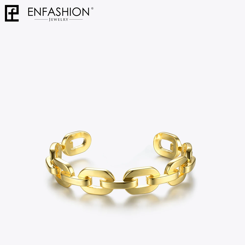 Yellow gold color Enfashion, чистая форма, средняя цепочка, браслеты-манжеты и браслеты для женщин, золотой цвет, модные ювелирные изделия, Pulseiras BF182033 - Окраска металла: Yellow gold color