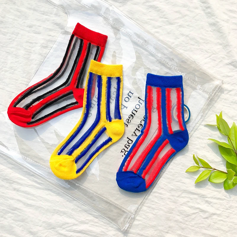 Хит продаж! Модные летние носки в полоску для маленьких девочек тонкие мальчиков