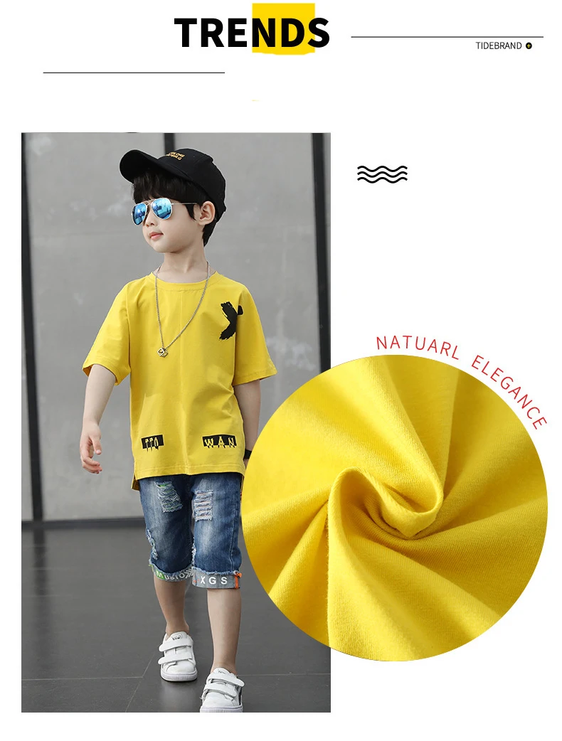 Комплекты летней одежды для мальчиков детская повседневная хлопковая футболка +