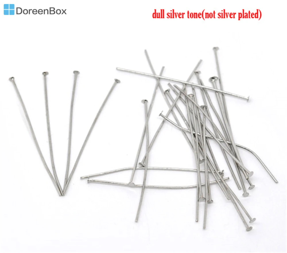 Doreen Box Милые 300 шт. шпильки с головкой серебряного цвета 0 7x50 мм (21 калибр) (B01482)|head