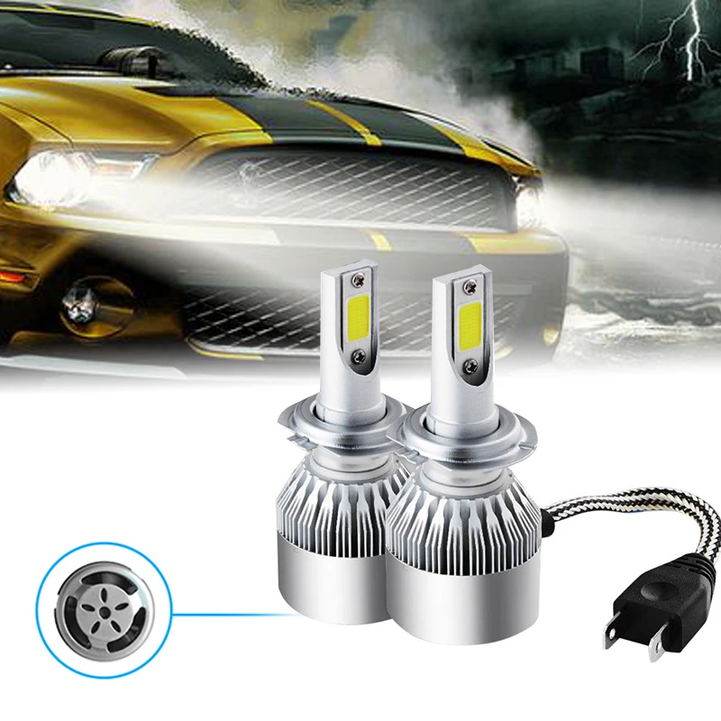 2 шт./компл. C6 H7 COB светодиодный 72W фары для 7600LM головной светильник комплект