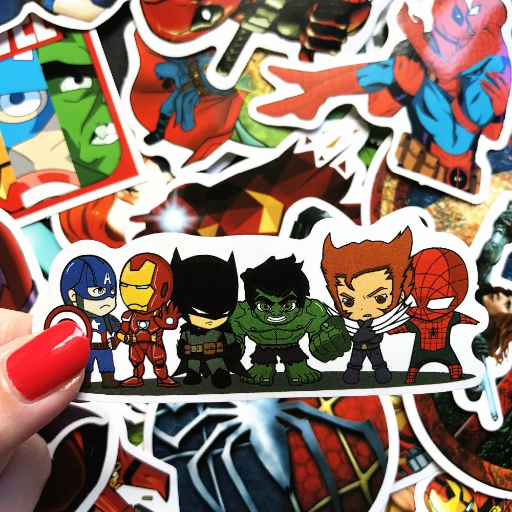 Новинка, 50 шт./лот, классические наклейки с аниме Marvel, игрушки для ноутбука, скейтборд, стикеры для багажа, водонепроницаемые забавные наклейки с человеком-пауком для детей
