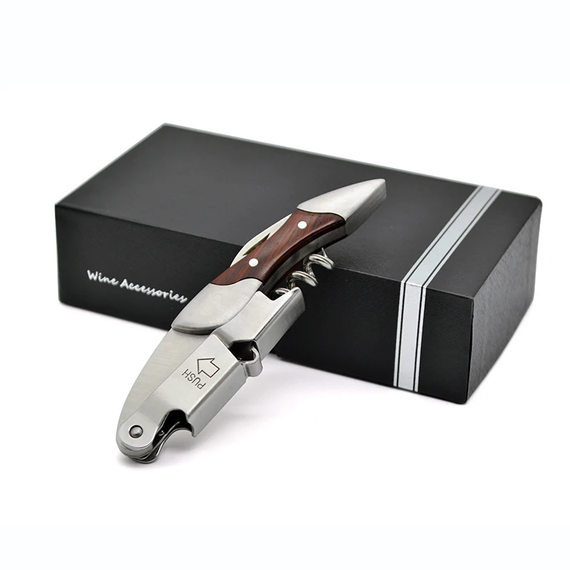 Открывалка для бутылок с деревянной ручкой штопор из нержавеющей стали