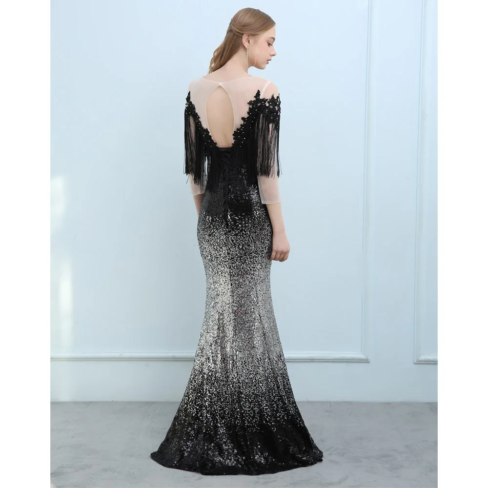 Элегантное Вечернее Платье vestido de festa 2018 длинное черное платье длина до пола три