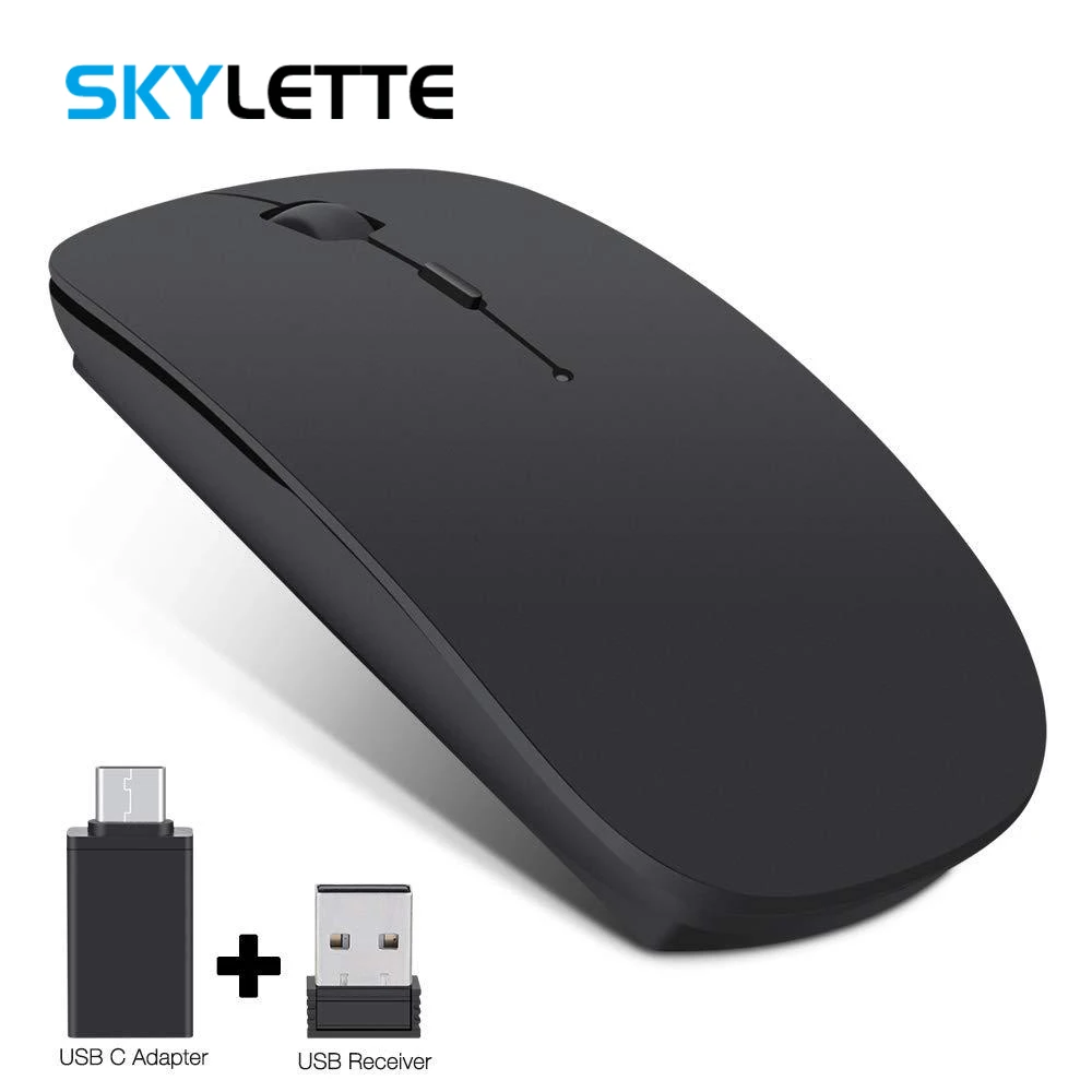 Беспроводная мышь 2,4 ГГц с зарядным usb-приемником type-C, игровая мышь 1600 dpi, 5 цветов на выбор, тонкая Бесшумная мышь для настольного ноутбука