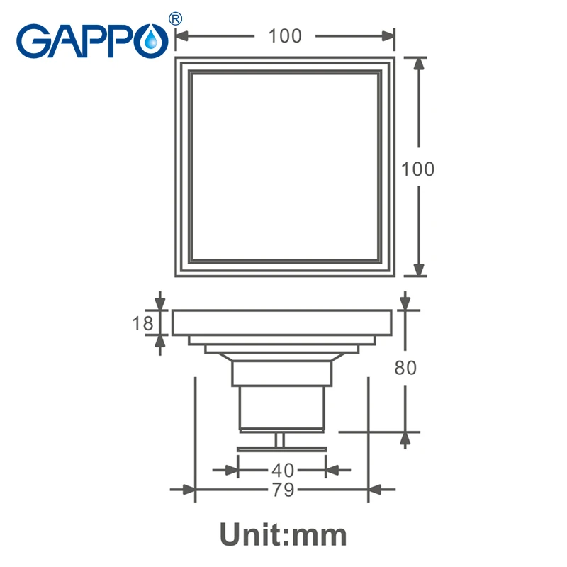 GAPPO Drains квадратная Ванная комната напольная крышка стопор для ванной Душ сливной