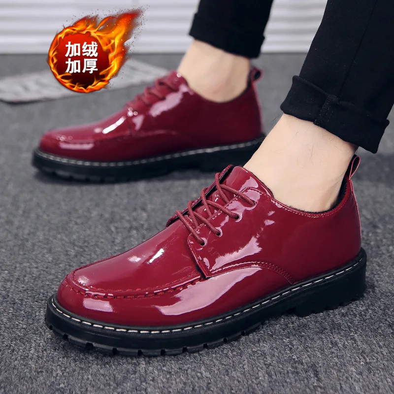 2019 mens casual shoes waterproof winter warm solid black wine red female clogs loafers fashion dress shoe Men's Flats for Party | Обувь