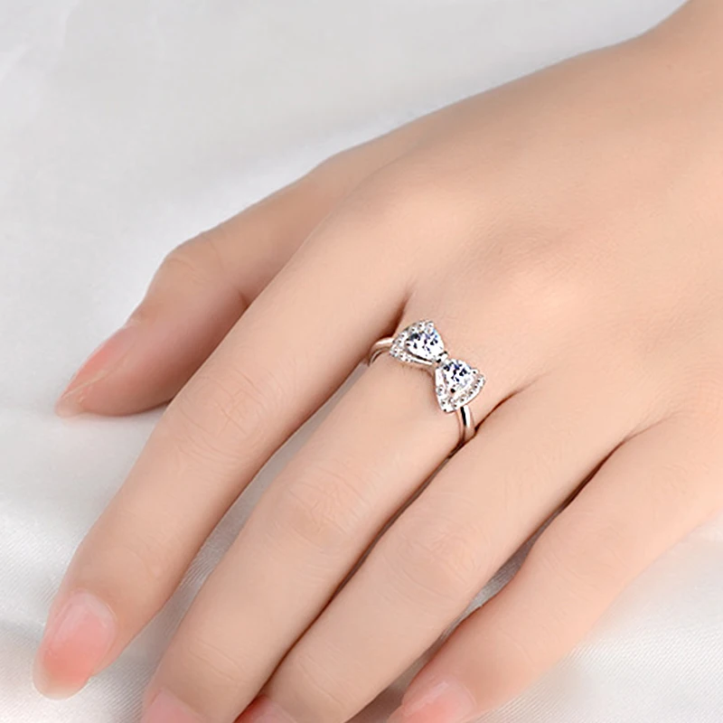 Wholesale 12pcs Bowknot Resizable Rings Crystal 5A Zirconia Fashion Wedding Party Jewelry Valentine's Gifts For Women Girl | Украшения