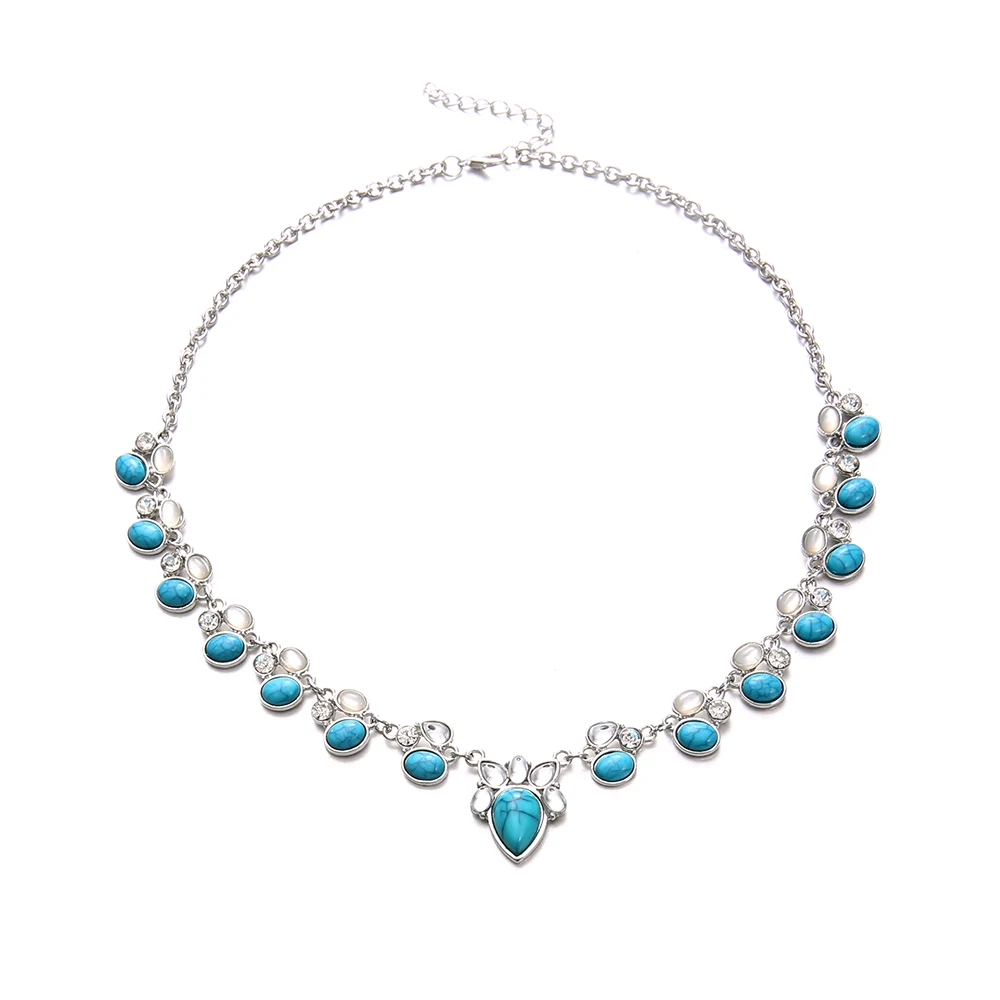 2018 модное женское зеленое массивное ожерелье с кристаллами в богемном стиле