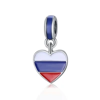 plata de ley russian flag heart pendant charms charm bracelets bead diy jewelry charms dgb425