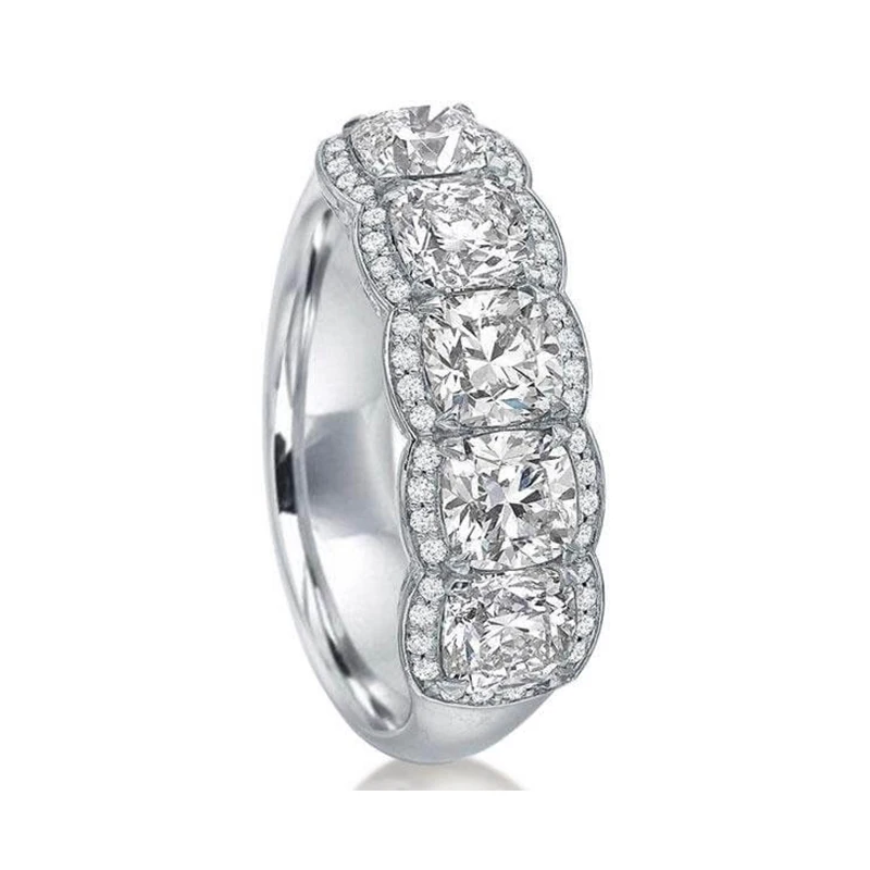 LESF Роскошные Для женщин кольцо 5 Ct 3A Циркон 925 пробы Серебряное кольцо с паве Юбилей кольцо обручальное кольцо принимает женские туфли-лодочки