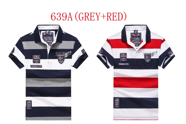639A(GREY-RED) Новое поступление, рубашка поло, брендовая, в полоску, умная, повседневная, Tace& Shark Polo, мужская, высокое качество, летняя, дышащая, camisa Polo - Цвет: 639A(GREY-RED)