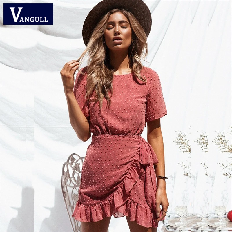 Vangull/Новая Стильная летняя женская одежда короткий рукав облегающий женский