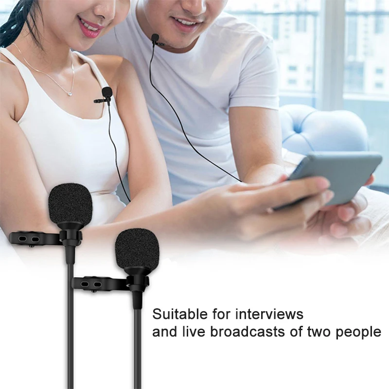 Петличный микрофон 6m/1 5 с двумя головками креплением на лацкан для лекций или