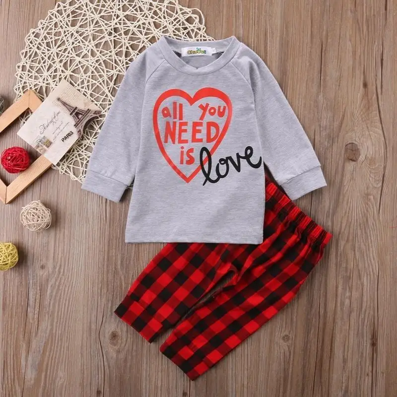 Fashion Pants Baby Boy Kids Clothes T-shirt+plaid Trousers 2pcs Outfits Set 1-6Y Clothing | Детская одежда и обувь