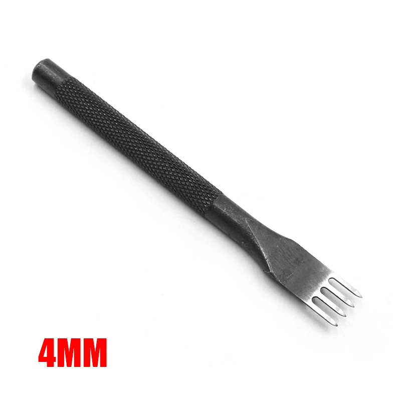 4 Prong 4 мм инструменты для рукоделия кожи дыроколы инструмент для шитья 1+ 2+ 4+ 6 зубец кожа стежка шов штамповка - Цвет: 4 Prong