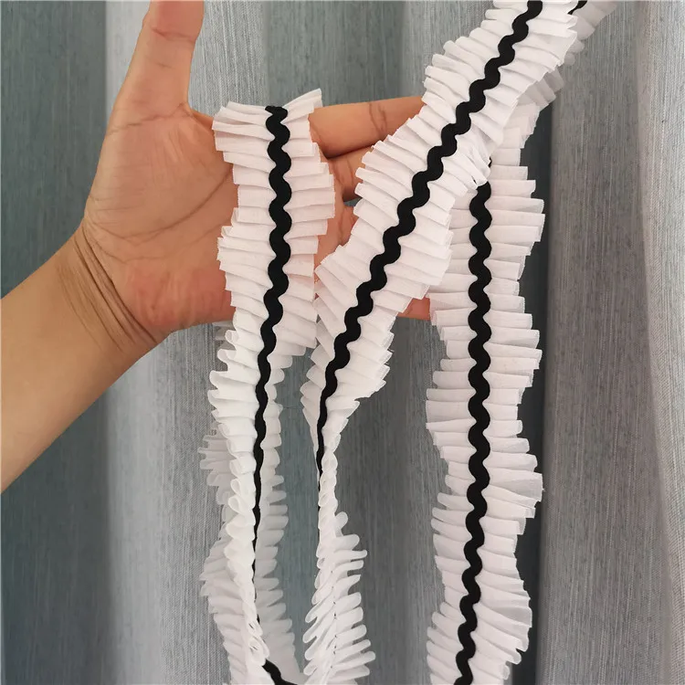 3 5 см широкая шифоновая юбка с оборками и кружевной отделкой 3D Черно-белая