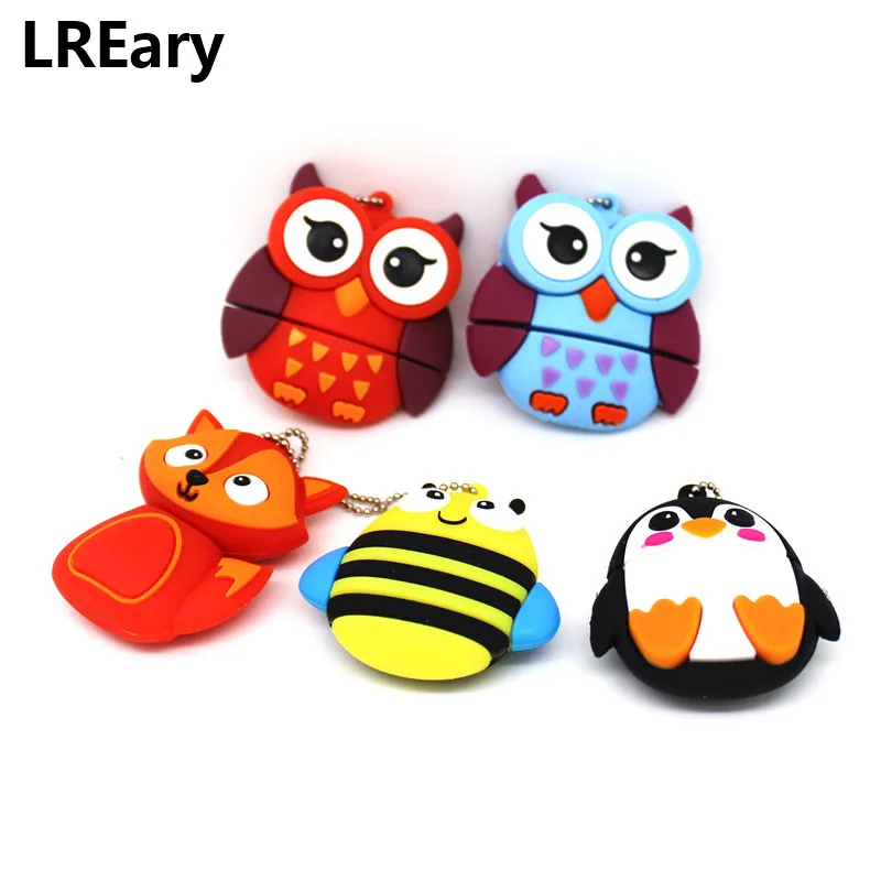 Мультяшная Милая модель животных Сова/лиса usb флешка 16 ГБ 8 Флешка Пингвин/пчела 4