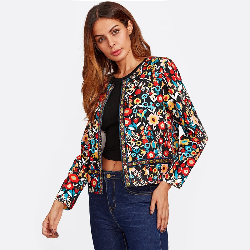 SHEIN Модная Куртка С Вышивкой Осенняя Куртка Для Женщин Элегантные Куртки