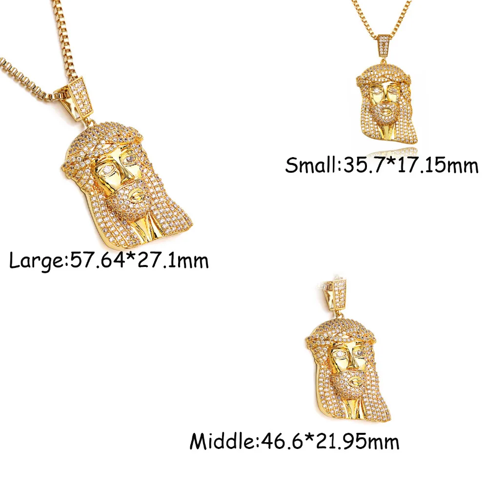 VANAXIN хип-хоп Мужская подвеска с головой Иисуса Золотая металлическим украшением