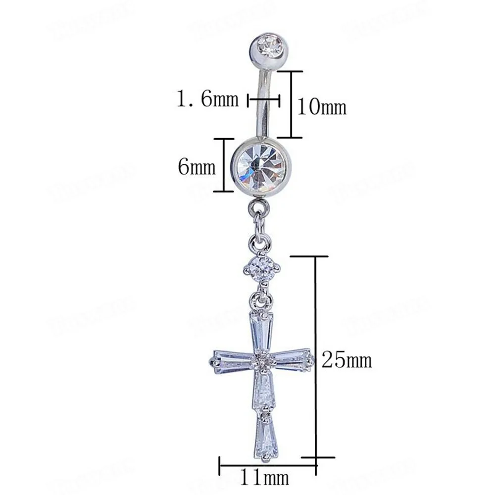 Высококачественное кольцо для пупка из хирургической стали в форме Креста