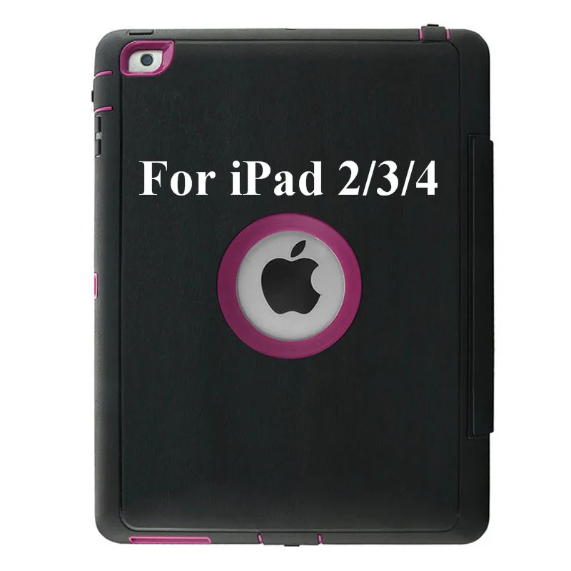 360 полный защитный чехол для Apple iPad 2 iPad 3 iPad 4 дети Безопасный противоударный сверхпрочный Твердый чехол из ТПУ Подставка для iPad 234 - Цвет: Purple