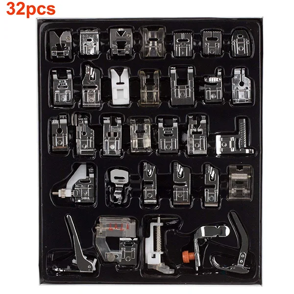 32/42pcs бытовая швейная инструмент прижимных лапок для ухода за кожей стоп комплект+ коробка Brother Janom Швейные машинки для ног Аксессуары для инструментов - Цвет: 32pcs