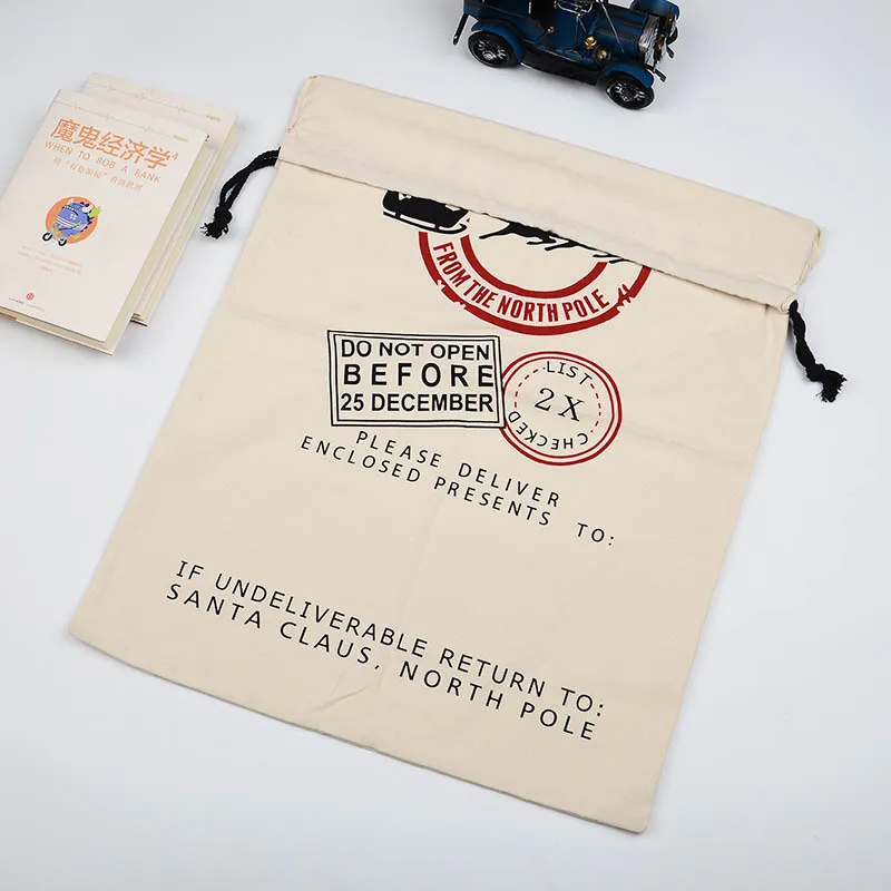 Вместительные рождественские мешочки из мешковины Подарочный мешок Санта